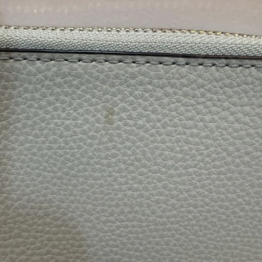 Coach Wallet Womens Blue Leather Zip Around Continental Card Holder Logo